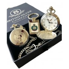 Royal Engineers King's Crest Silver Pocket Watch and Keyring